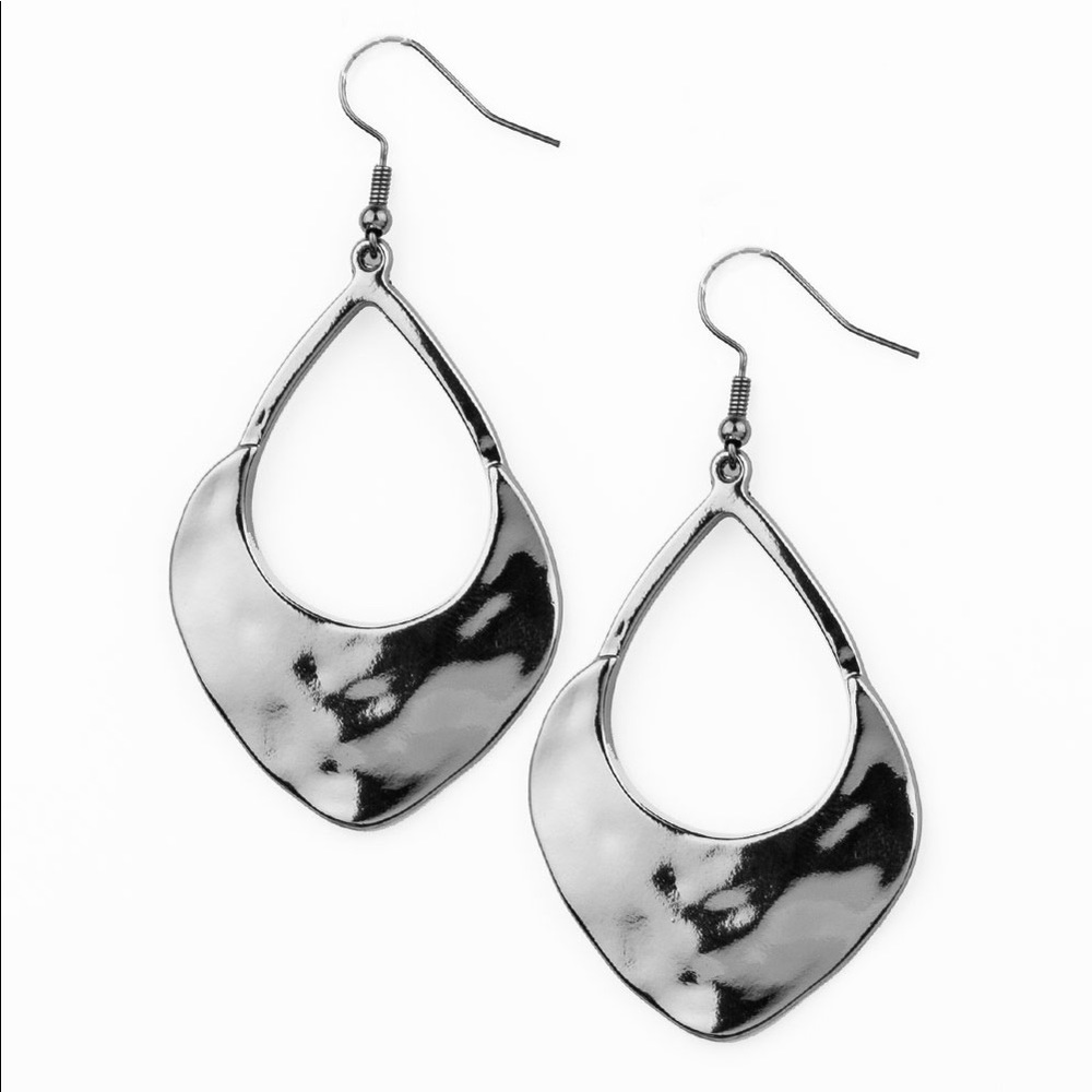 Gun metal hammered bottom earrings